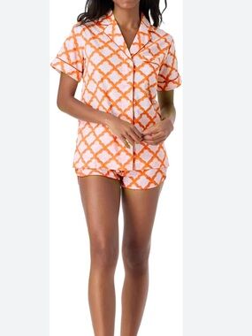 Roller Rabbit Coral and White Short Pajama Set